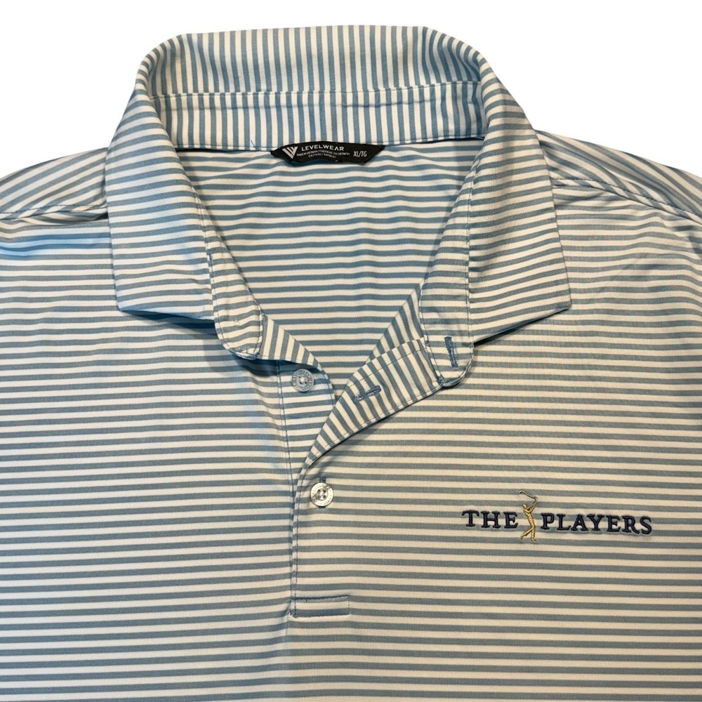 The Players Levelwear Blue and White Stripped Golf Polo in Mens XL